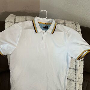 Puma White Polo with Striped Collar